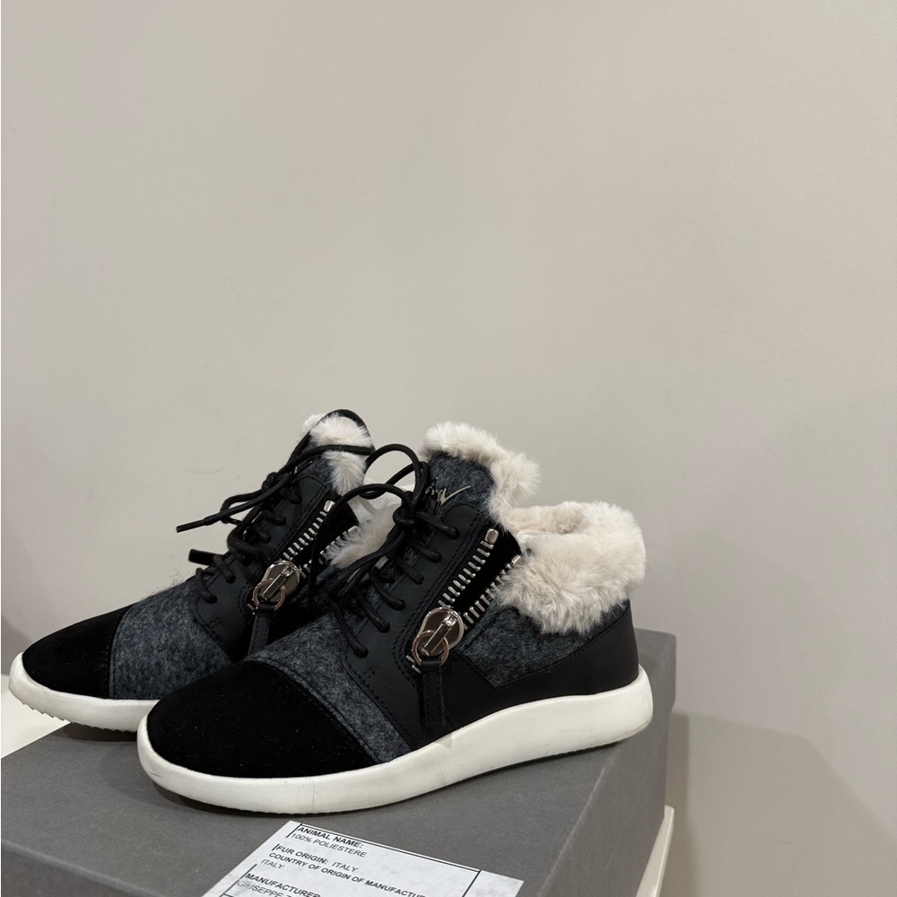 Giuseppe Zanotti Faux Fur Lined Sneakers Nero 36: Size 6.5